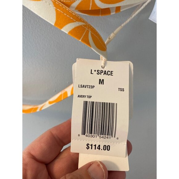 L*Space Avery Top in orange and cream wrap around size medium top only - Picture 3 of 4
